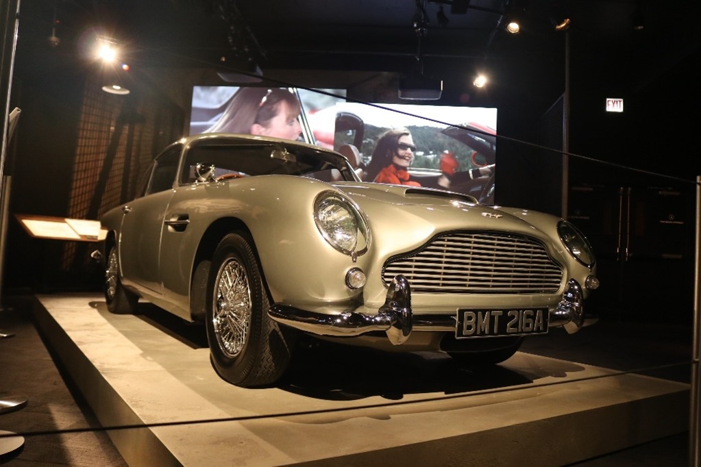 Aston Martin DB5 from GOLDENEYE as exhibited in the 007 Science exhibit.